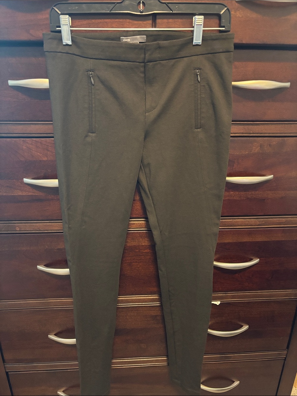 Vince Loden Green Skinny Ponte Zip-Pocket Legging Pants